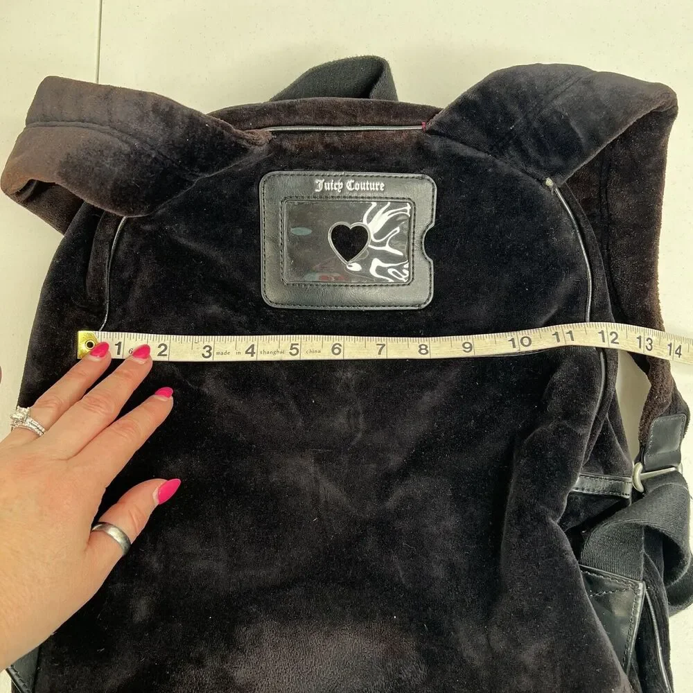Y2K‎ Vintage JUICY COUTURE Black Velour Backpack Bookbag Weekend Bag Travel